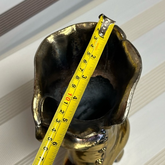 Vintage Gilded Solid Brass Victorian Boot Vase - Picture 12 of 14